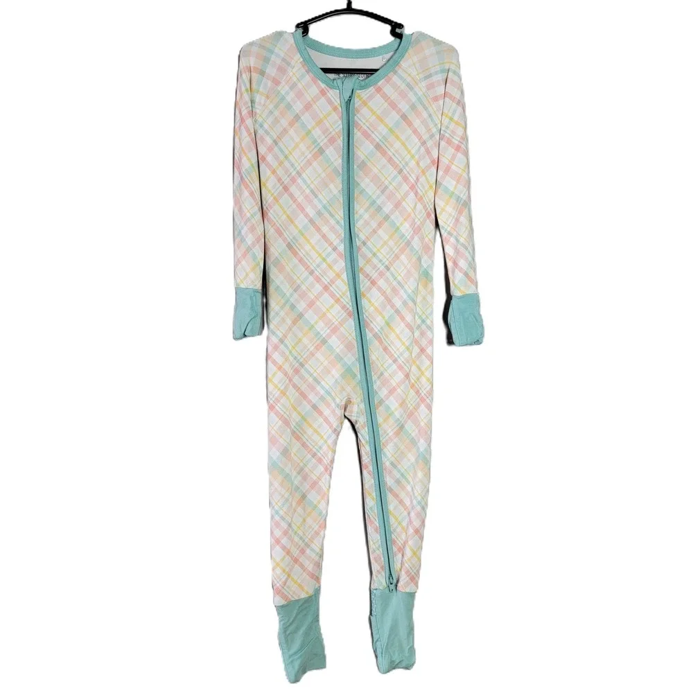 The Sleepy Sloth‎ Bamboo Plaid Zippy Pajamas 18-24M Footed Sleepsuit Pastel